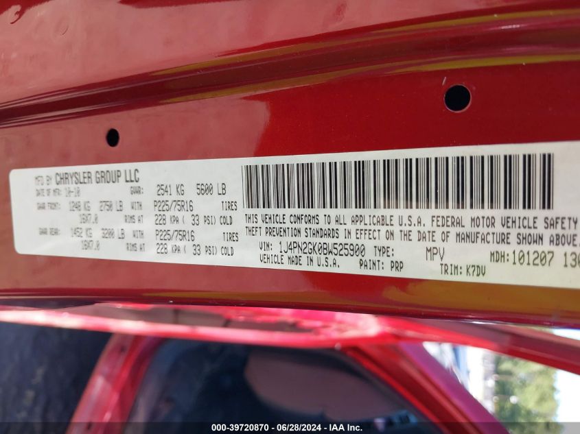 1J4PN2GK0BW525900 2011 Jeep Liberty Sport