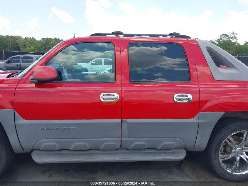 2002 Chevrolet Avalanche 1500 VIN: 3GNEK13T92G158001 Lot: 39721036