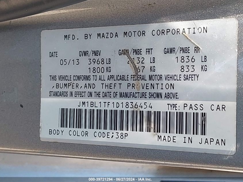 2013 MAZDA MAZDA3 I SV - JM1BL1TF1D1836454