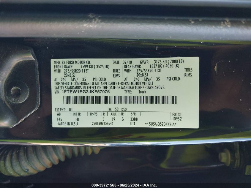 1FTEW1EG2JKF57076 2018 Ford F-150 Xlt