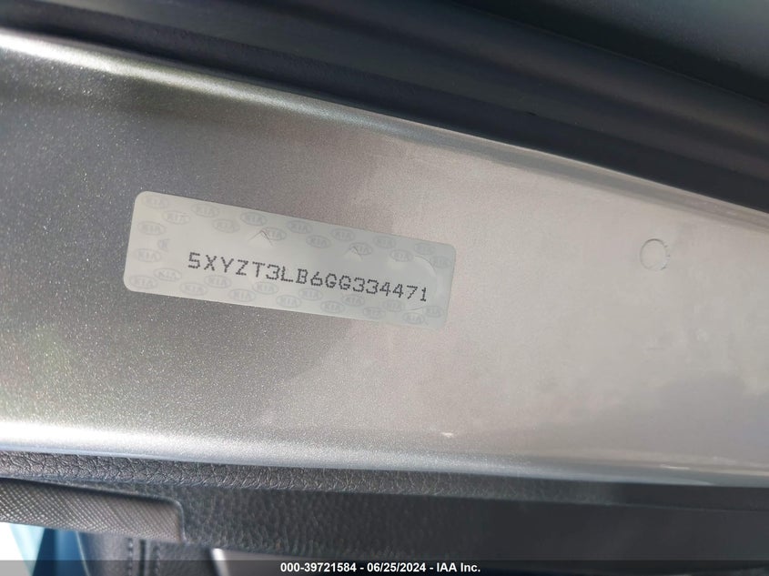 2016 Hyundai Santa Fe Sport VIN: 5XYZT3LB6GG334471 Lot: 39721584