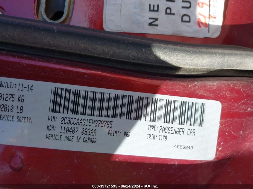 2014 Chrysler 300 VIN: 2C3CCAAG1EH379765 Lot: 39721595