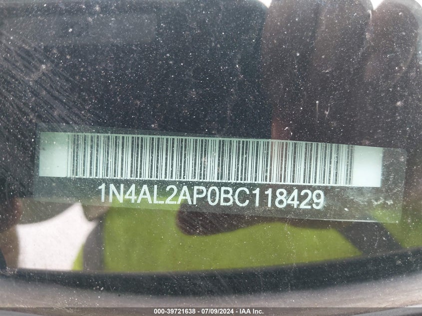 2011 Nissan Altima 2.5 S VIN: 1N4AL2AP0BC118429 Lot: 39721638