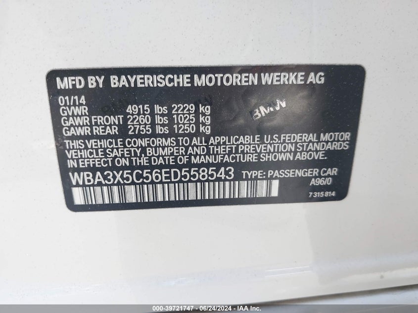 2014 BMW 328I GRAN TURISMO XDRIVE WBA3X5C56ED558543