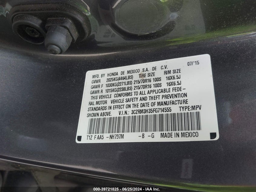 2015 HONDA CR-V LX - 3CZRM3H35FG714555