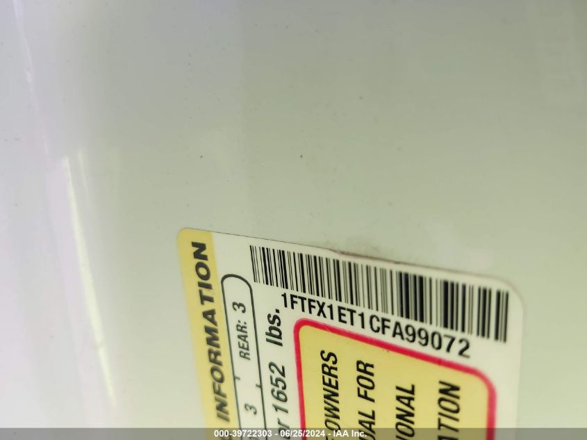 2012 Ford F150 Super Cab VIN: 1FTFX1ET1CFA99072 Lot: 39722303