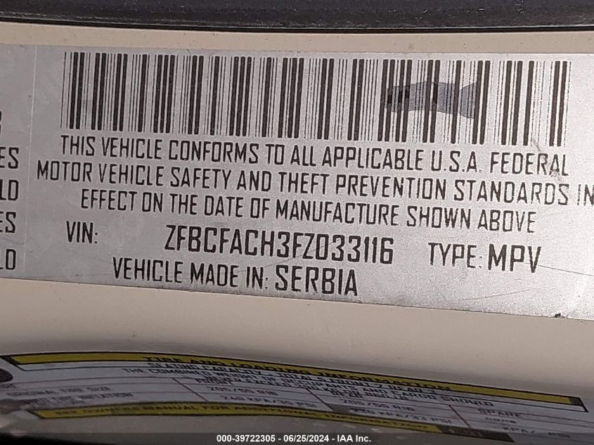 2015 FIAT 500L LOUNGE - ZFBCFACH3FZ033116