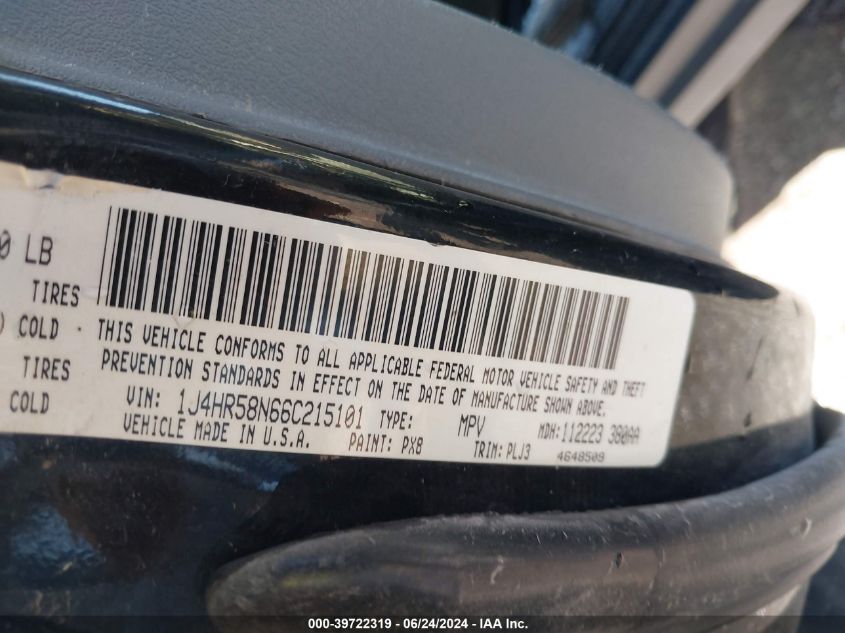 2006 Jeep Grand Cherokee Limited VIN: 1J4HR58N66C215101 Lot: 39722319