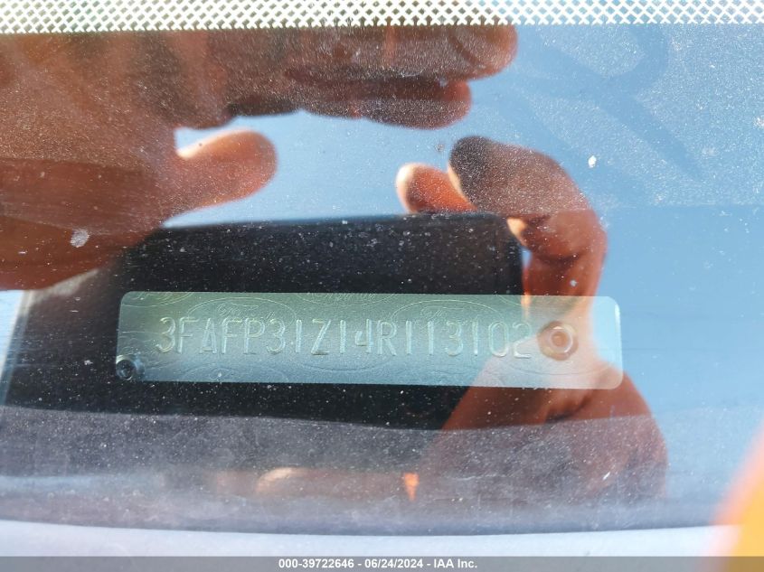 2004 Ford Focus Zx3 VIN: 3FAFP31Z14R113102 Lot: 39722646