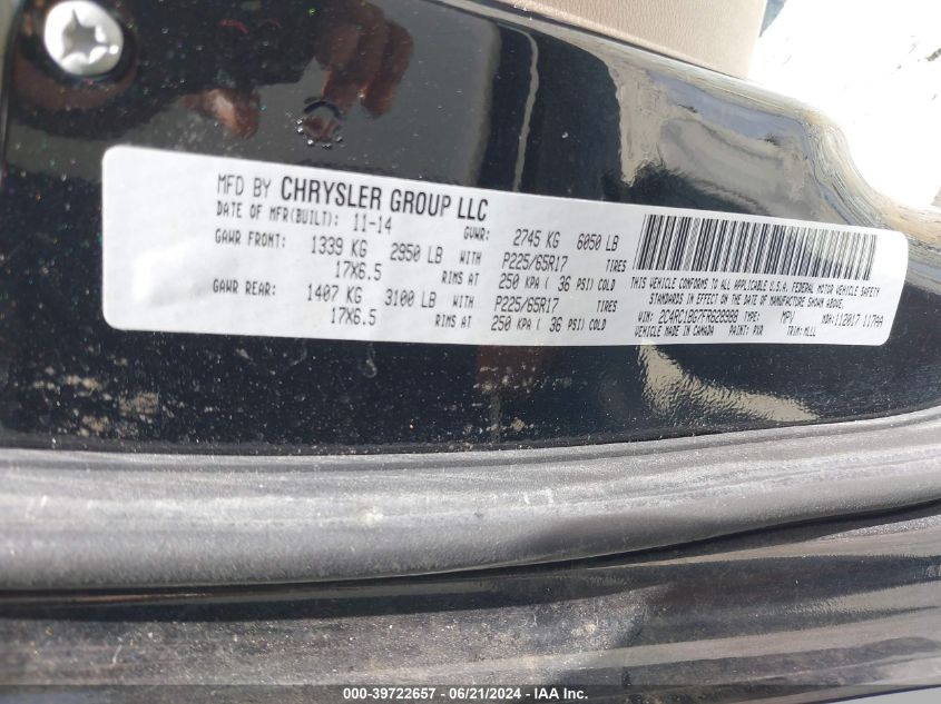 2015 Chrysler Town & Country Touring VIN: 2C4RC1BG7FR628988 Lot: 39722657