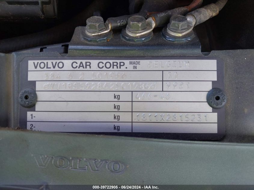 2006 Volvo S60 2.5T VIN: YV1RS592862501986 Lot: 39722905