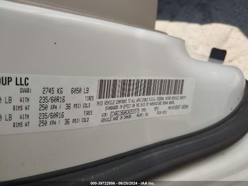 2012 Chrysler Town & Country Touring VIN: 2C4RC1BG0CR252579 Lot: 39722956