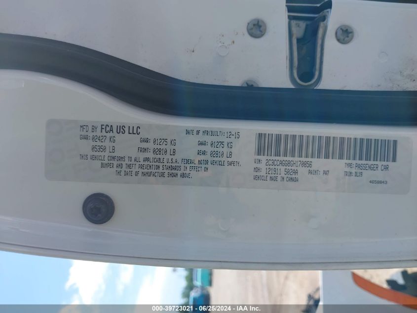 2016 Chrysler 300 300S VIN: 2C3CCAGG8GH170856 Lot: 39723021