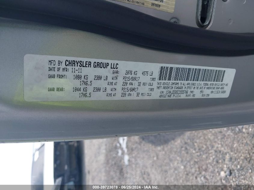 2012 Jeep Compass Latitude VIN: 1C4NJDEB5CD555706 Lot: 39723078