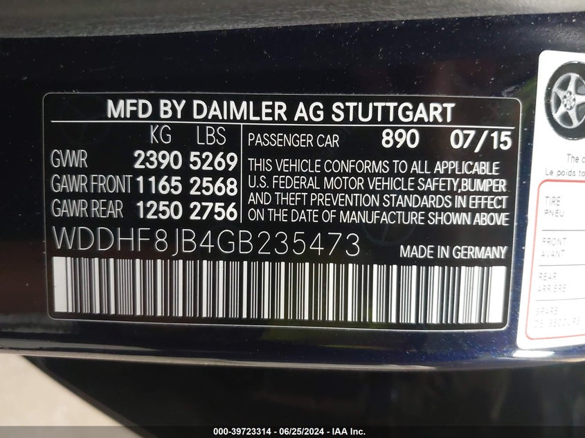 2016 Mercedes-Benz E 350 4Matic VIN: WDDHF8JB4GB235473 Lot: 39723314