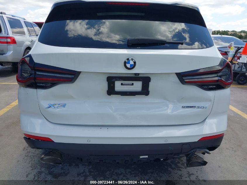 2022 BMW X3 Sdrive30I VIN: 5UX43DP08N9M38904 Lot: 39723441