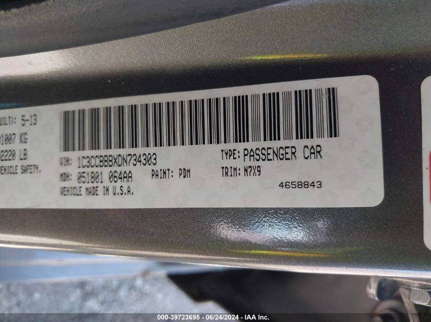 2013 CHRYSLER 200 TOURING - 1C3CCBBBXDN734303