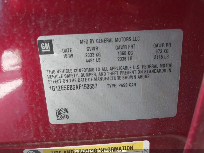 2010 Chevrolet Malibu Ltz VIN: 1G1ZE5EB5AF153657 Lot: 39723921