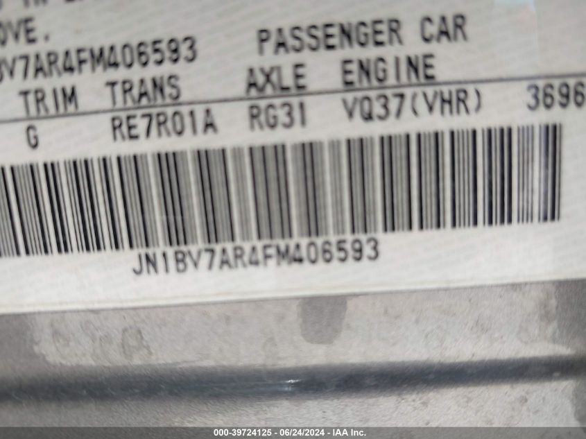 2015 Infiniti Q50 Premium VIN: JN1BV7AR4FM406593 Lot: 39724125