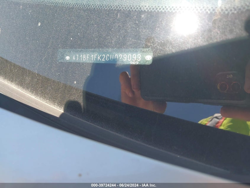 2012 Toyota Camry Le VIN: 4T1BF1FK2CU029093 Lot: 39724244
