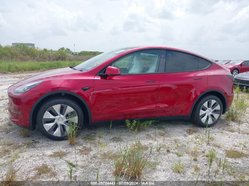 2024 Tesla Model Y Long Range Dual Motor All-Wheel Drive VIN: 7SAYGDEE0RA277000 Lot: 39724443