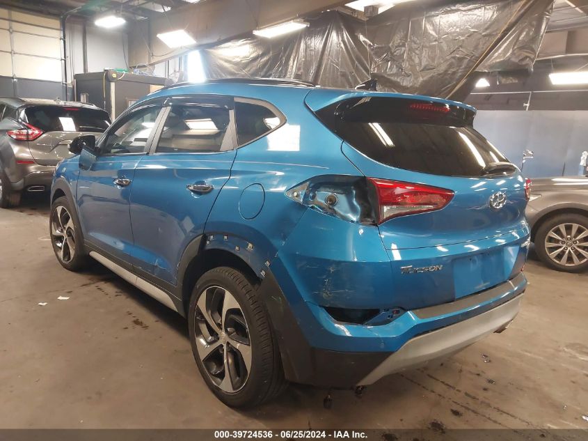 2017 Hyundai Tucson Limited VIN: KM8J3CA2XHU375052 Lot: 39724536