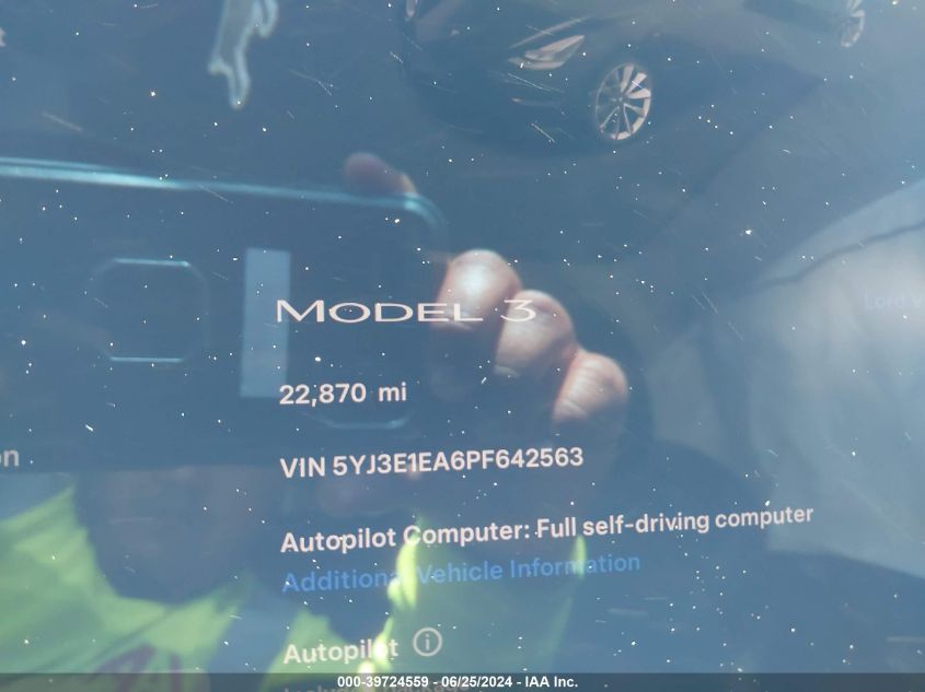 2023 TESLA MODEL 3 - 5YJ3E1EA6PF642563