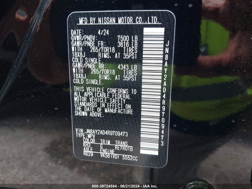 2024 NISSAN ARMADA SV 4WD - JN8AY2AD4R9709473