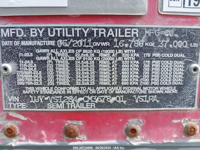 2012 Unknown Trailer VIN: 1UYVS1284CM367801 Lot: 40751258