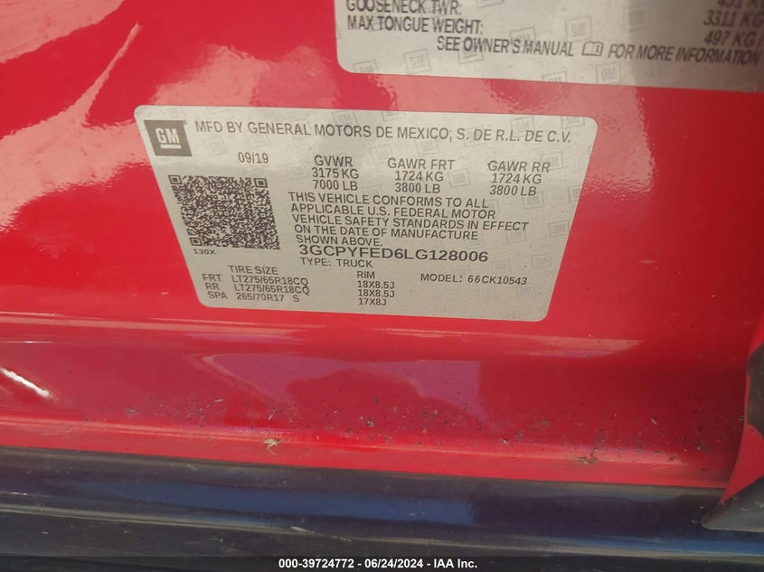 2020 CHEVROLET SILVERADO 1500 4WD  SHORT BED LT TRAIL BOSS - 3GCPYFED6LG128006