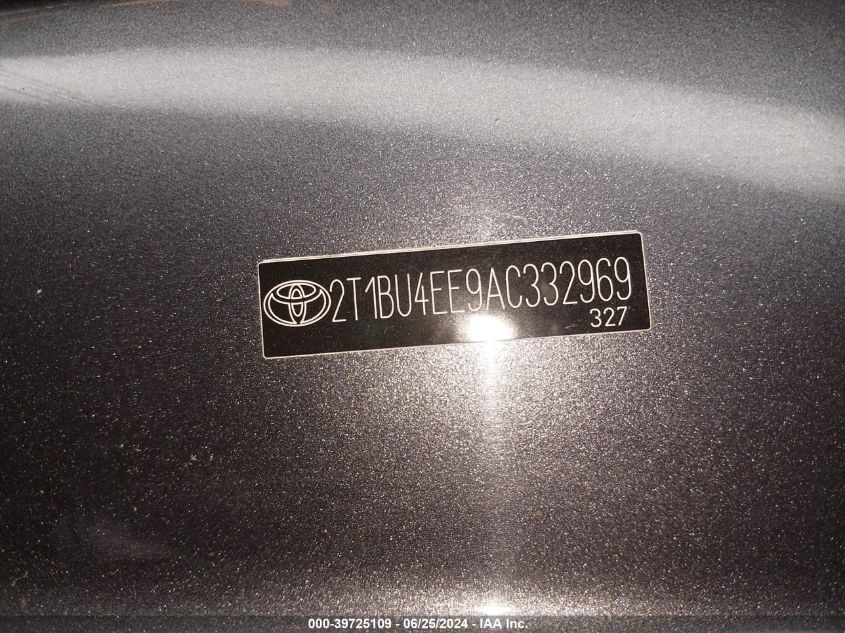 2010 Toyota Corolla S VIN: 2T1BU4EE9AC332969 Lot: 39725109