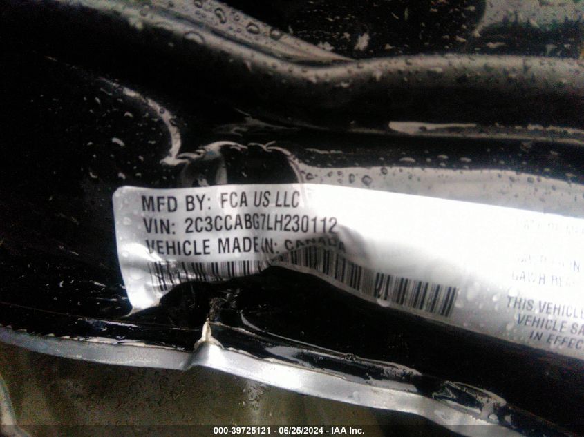 2020 Chrysler 300 S VIN: 2C3CCABG7LH230112 Lot: 39725121