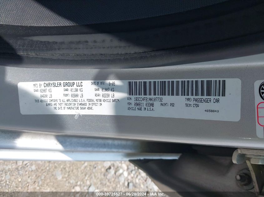 2010 Dodge Avenger Sxt VIN: 1B3CC4FB1AN107732 Lot: 39725527