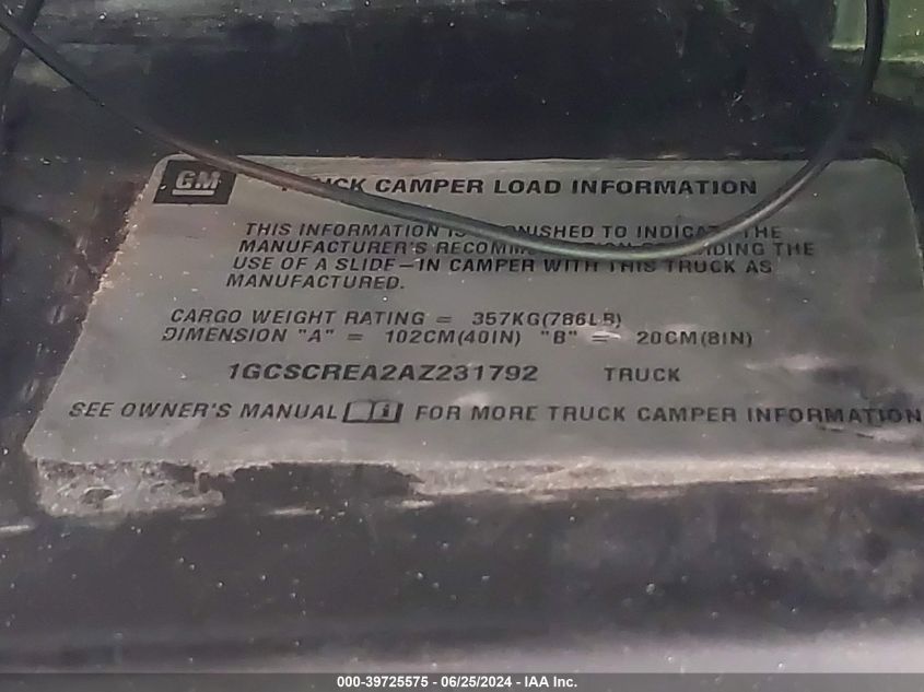 2010 Chevrolet Silverado 1500 Ls VIN: 1GCSCREA2AZ231792 Lot: 39725575