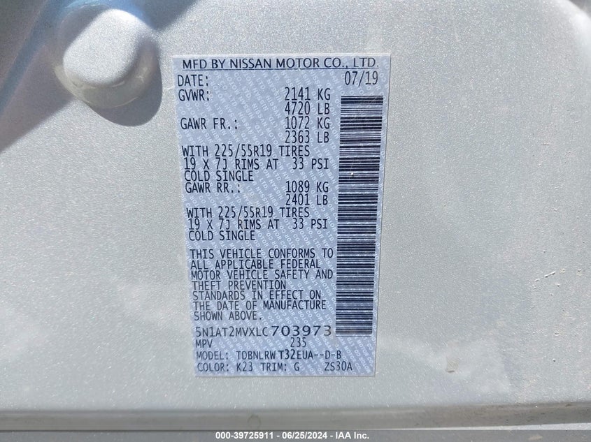 2020 NISSAN ROGUE SL INTELLIGENT AWD - 5N1AT2MVXLC703973