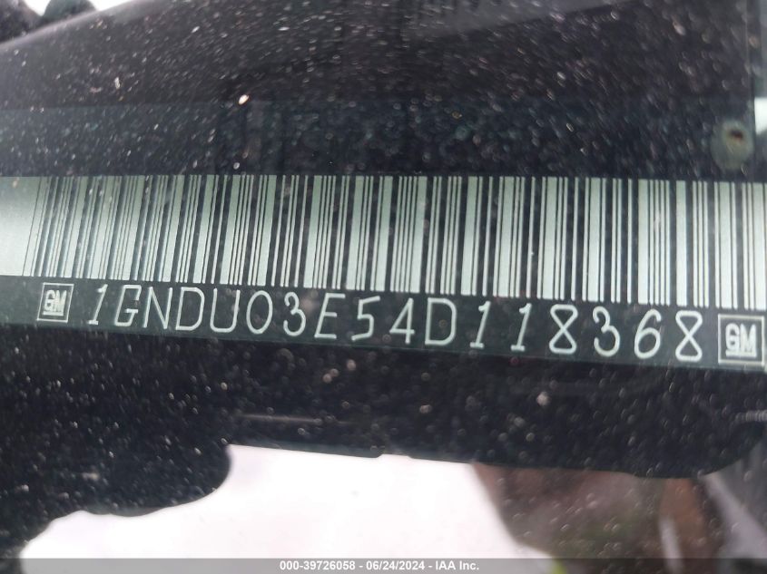 2004 Chevrolet Venture Plus VIN: 1GNDU03E54D118368 Lot: 39726058