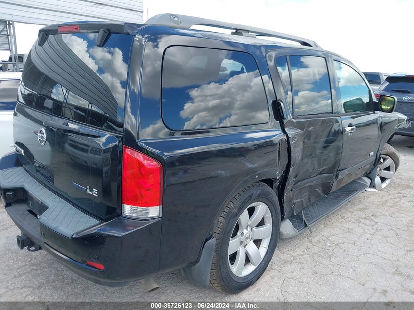2008 Nissan Armada Le VIN: 5N1BA08D78N627320 Lot: 39726123