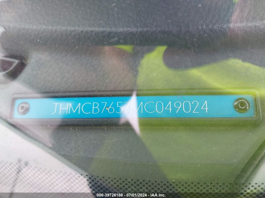 1991 Honda Accord Lx/Ex VIN: JHMCB7657MC049024 Lot: 39726188