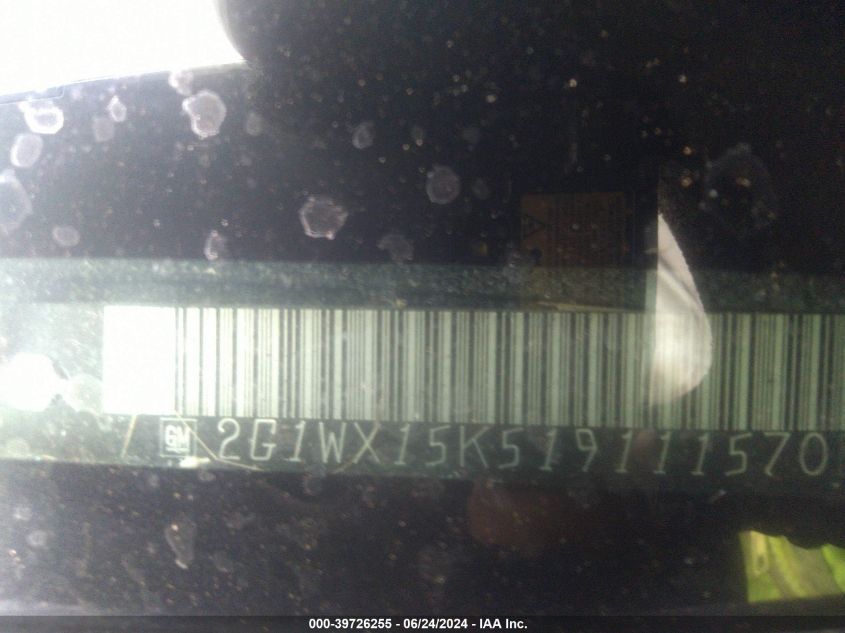2001 Chevrolet Monte Carlo Ss VIN: 2G1WX15K519111570 Lot: 39726255