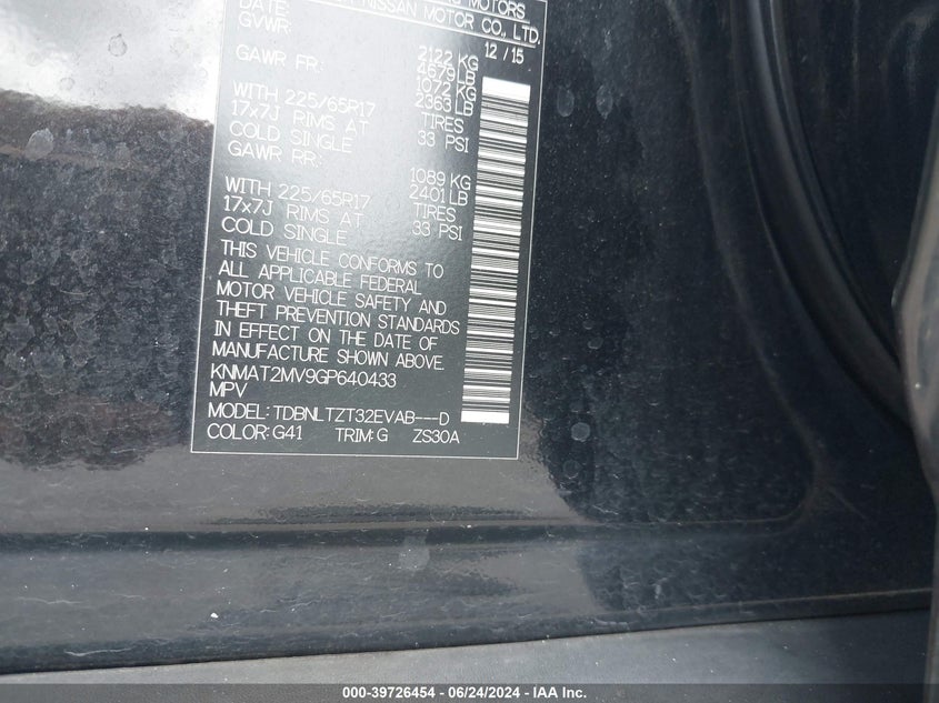 2016 NISSAN ROGUE SV - KNMAT2MV9GP640433