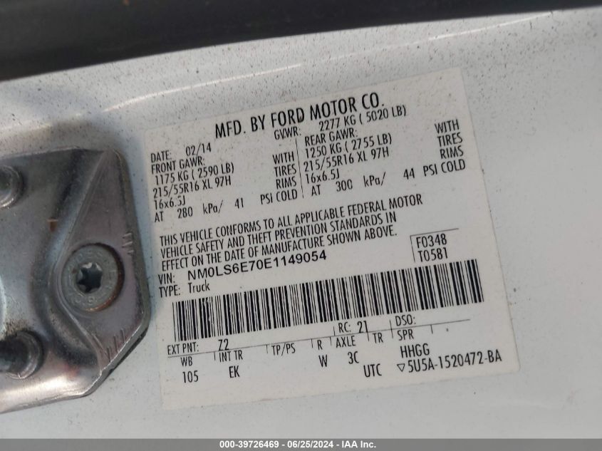 NM0LS6E70E1149054 2014 Ford Transit Connect Xl