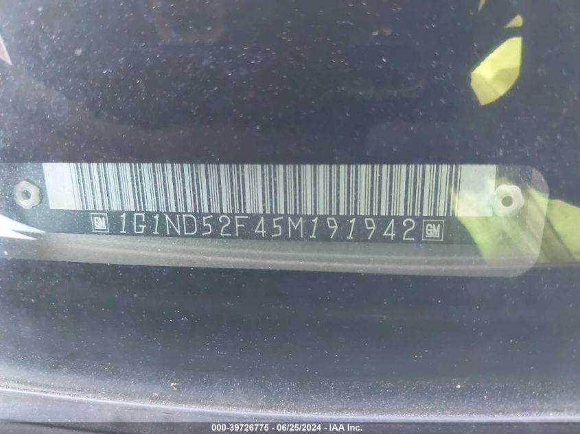 2005 Chevrolet Classic VIN: 1G1ND52F45M191942 Lot: 39726775