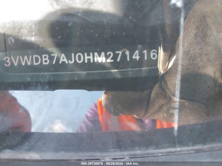 2017 Volkswagen Jetta Se VIN: 3VWDB7AJ0HM271416 Lot: 39726978