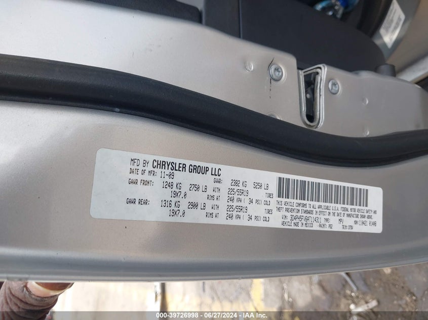 2010 Dodge Journey Sxt VIN: 3D4PH5FV6AT114311 Lot: 39726998