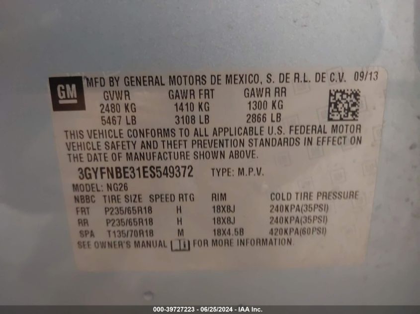 2014 CADILLAC SRX LUXURY COLLECTION - 3GYFNBE31ES549372