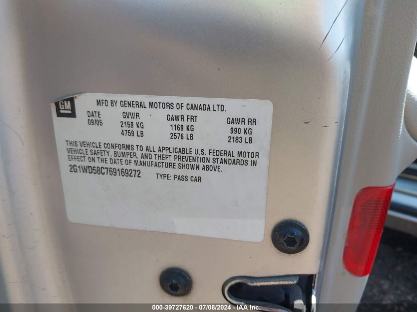 2006 Chevrolet Impala Ss VIN: 2G1WD58C769169272 Lot: 39727620