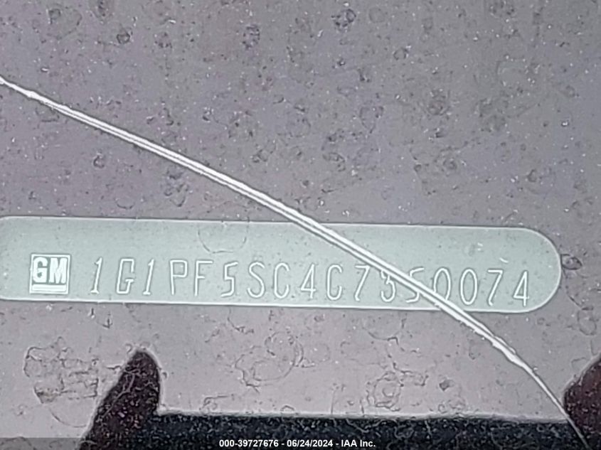 2012 Chevrolet Cruze 1Lt VIN: 1G1PF5SC4C7350074 Lot: 39727676