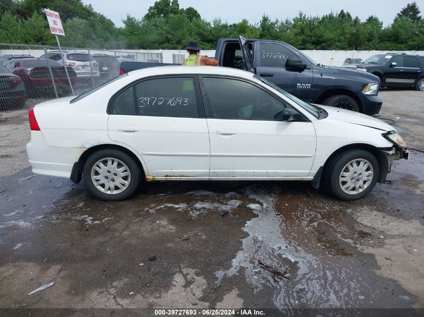 2004 Honda Civic Lx VIN: 2HGES16514H625468 Lot: 39727693