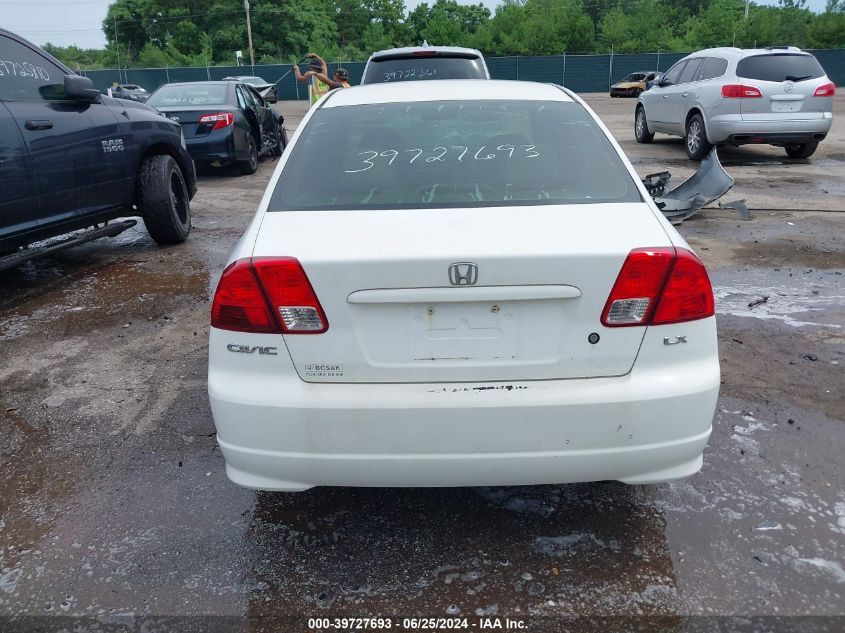 2004 Honda Civic Lx VIN: 2HGES16514H625468 Lot: 39727693