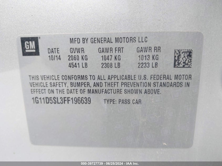 2015 CHEVROLET MALIBU 2LT - 1G11D5SL3FF196639